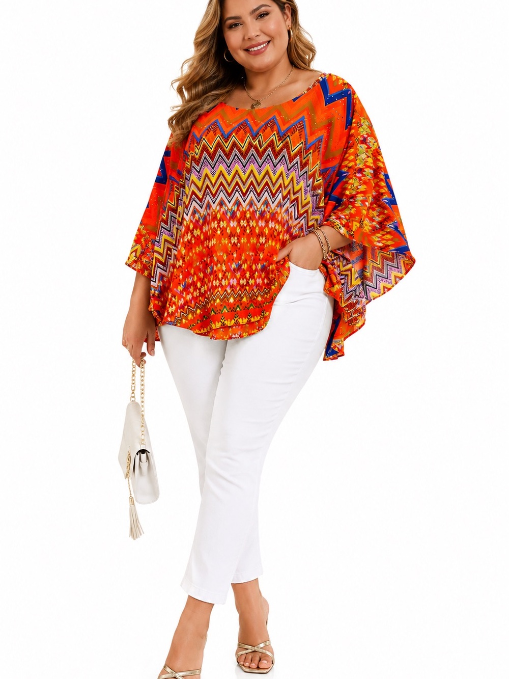 NWT Nygård Slims 2X Embellished Chevron Poncho Blouse